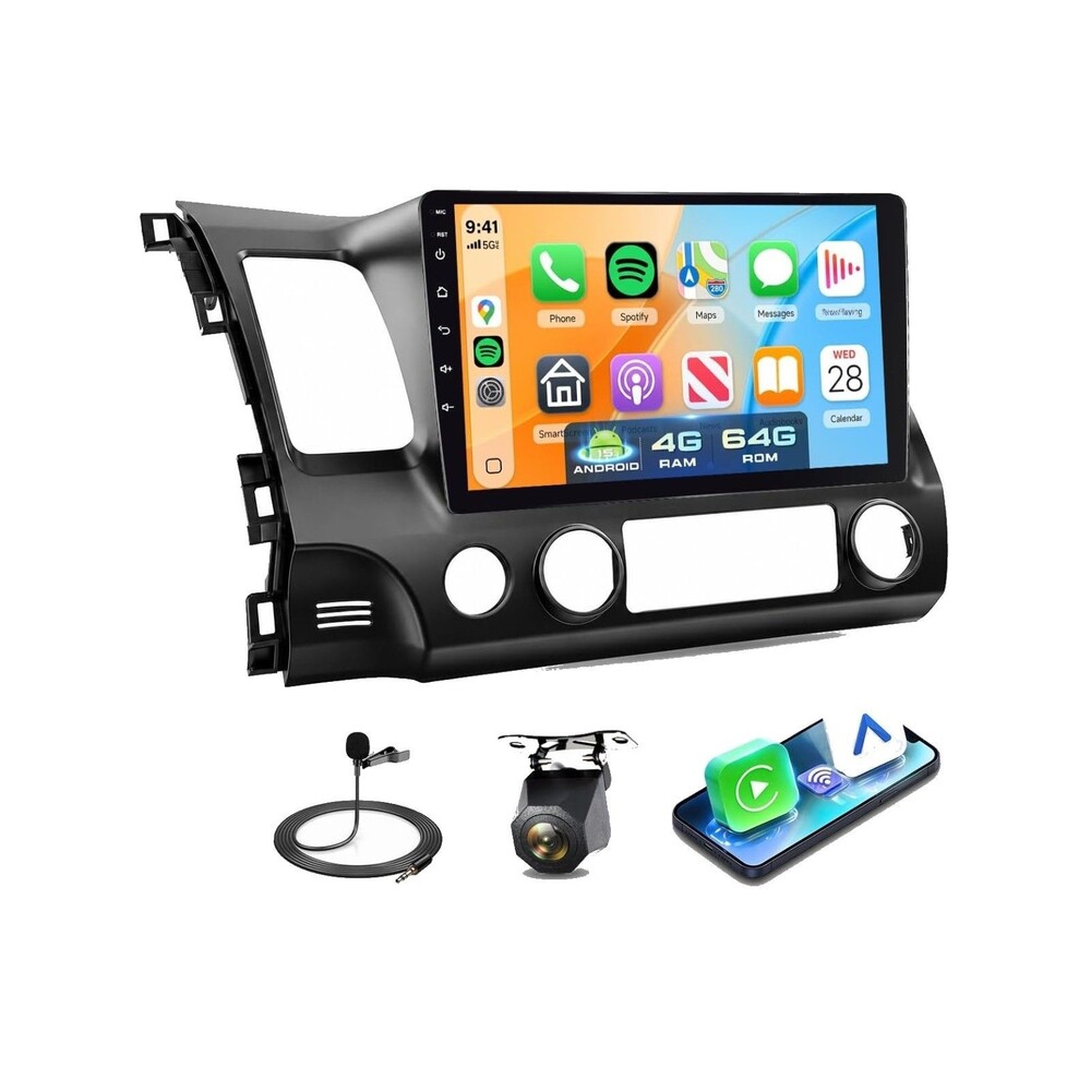 4Core 4+64G Car Stereo Radio for Honda Civic 2006-2011 Wireless Carplay Touch Sc